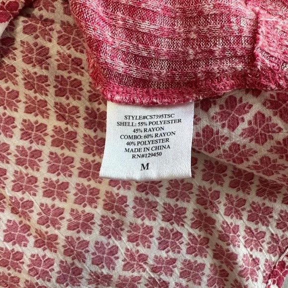 Como Vintage Long Sleeve Pink Patterned Top | Women's Size Medium |‎ Soft Knit - Picture 4 of 5